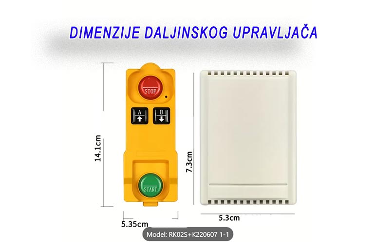 2-Kanalni bežični daljinski upravljač i prijemnik – 433MHz DC12V