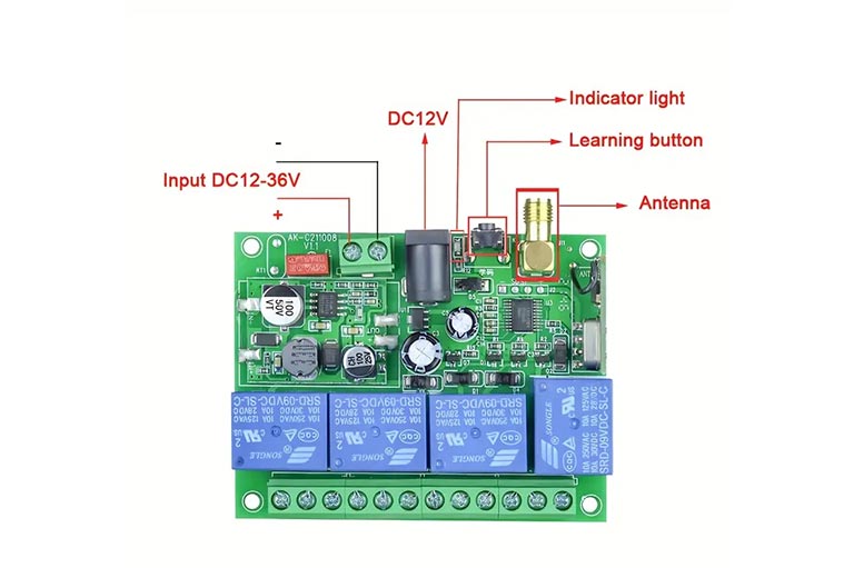 4-Kanalni bežični daljinski (433MHz, DC12–36V)