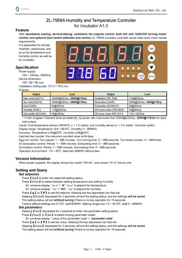 Termoregulator za inkubator ZL-7958A 